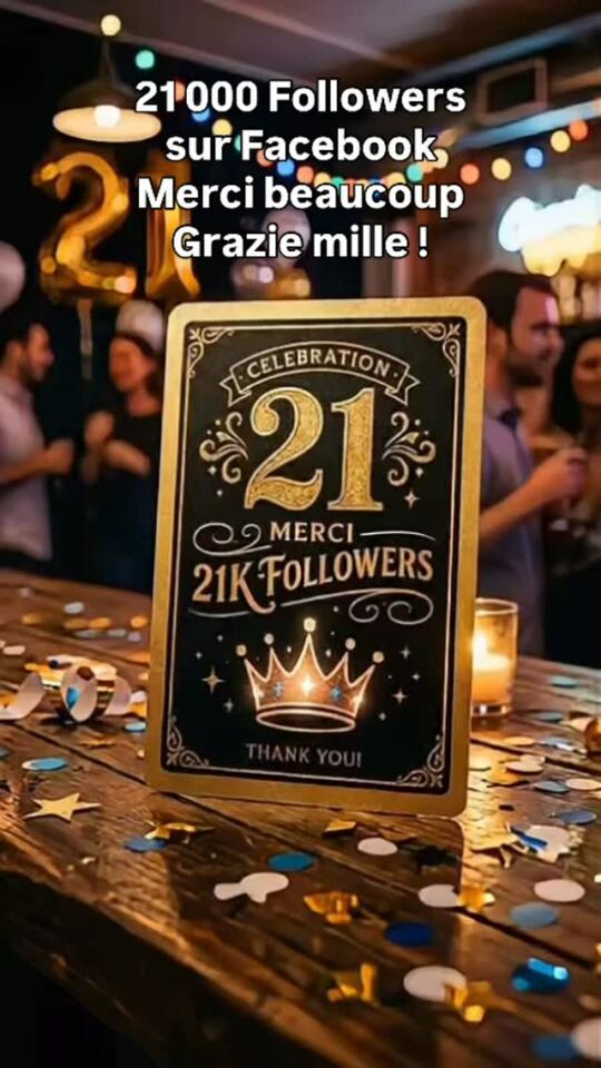 21 000 Followers sur Facebook le Vendredi 8 Mai 2026, merci beaucoup Grazie mille à vous toutes et a vous tous !